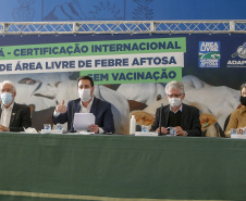 Governador Ratinho Junior destaca o reconhecimento internacional concedido ao Paraná como Área Livre de Febre Aftosa sem Vacinação.
Foto Gilson Abreu/AEN