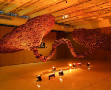 O Museu Oscar Niemeyer (MON) reabriu ao público com uma nova exposição: "Radical", primeira individual da artista Sonia Dias Souza, na Sala 1 do Museu. Com curadoria de Agnaldo Farias, a mostra tem caráter imersivo e reúne fotografias e instalações inéditas.  -  Curitiba, 10/06/2021  -  Foto: André Nacli