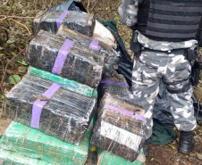 Um trabalho de inteligência do 5º Comando Regional da PM (5º CRPM) na região Oeste do Estado resultou na apreensão de 1,1 tonelada de maconha e no encaminhamento de seis pessoas nesta quinta-feira (10) na cidade de Santa Helena.  -  Curitiba, 11/06/2021  -  Foto: PMPR