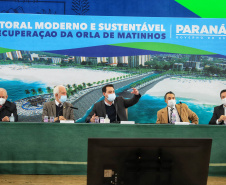 O governador Carlos Massa Ratinho Junior lançou nesta segunda-feira (21), no Palácio Iguaçu, o edital de licitação da primeira fase das obras de recuperação da orla de Matinhos, no Litoral do Paraná.  -  Curitiba, 21/06/2021  -  Foto: José Fernando Ogura/AEN