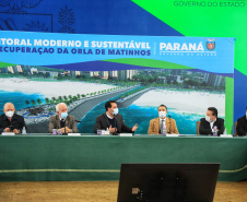 O governador Carlos Massa Ratinho Junior lançou nesta segunda-feira (21), no Palácio Iguaçu, o edital de licitação da primeira fase das obras de recuperação da orla de Matinhos, no Litoral do Paraná.  -  Curitiba, 21/06/2021  -  Foto: José Fernando Ogura/AEN