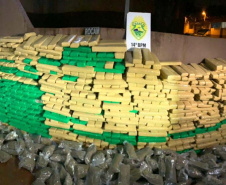 PM apreende 1,5 tonelada de maconha dentro de apartamento em Foz do Iguaçu, no Oeste do PR. Foto:PMPR