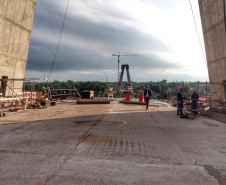 Visita técnica da comitiva formada por membros do Ministério da Infraestrutura, do Ministério da Economia e da Secretaria de Infraestrutura e Logística  e da Nova Ferroeste em Foz do Iguaçu  -  Foz do Iguaçu, 24/06/2021  -  Foto: Alessandro Vieira/AEN