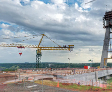 Visita técnica da comitiva formada por membros do Ministério da Infraestrutura, do Ministério da Economia e da Secretaria de Infraestrutura e Logística  e da Nova Ferroeste em Foz do Iguaçu  -  Foz do Iguaçu, 24/06/2021  -  Foto: Alessandro Vieira/AEN