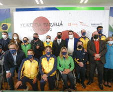 Governador Carlos Massa Ratinho Junior durante solenidade de lançamento nesta quinta-feira (08) no Palácio Iguaçu da campanha Torcida Paraná em Tóquio. O Estado terá a maior delegação de atletas da história do Paraná está na fase final de preparação para os Jogos Olímpicos e Paralímpicos Tóquio-2020 com 35 atletas.  -  Curitiba, 08/07/2021  -  Foto: Jonathan Campos/AEN