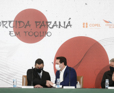 Governador Carlos Massa Ratinho Junior durante solenidade de lançamento nesta quinta-feira (08) no Palácio Iguaçu da campanha Torcida Paraná em Tóquio. O Estado terá a maior delegação de atletas da história do Paraná está na fase final de preparação para os Jogos Olímpicos e Paralímpicos Tóquio-2020 com 35 atletas.  -  Curitiba, 08/07/2021  -  Foto: Jonathan Campos/AEN