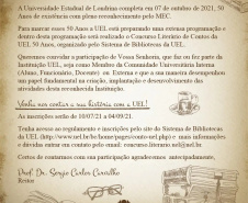 UEL promove concursos de contos e para escolha de Selo Comemorativo dos 50 anos
