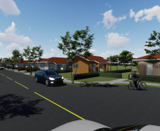 O Governo do Estado autorizou nesta semana o início da construção de 71 casas populares em Jardim Alegre, na região do Vale do Ivaí. As moradias serão financiadas pela Cohapar por meio do programa Casa Fácil Paraná para famílias com renda de um a seis salários mínimos. O empreendimento terá um prazo de execução de 18 meses deverá ser entregue até o fim de 2022. (Imagem: Cohapar) 