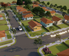 O Governo do Estado autorizou nesta semana o início da construção de 71 casas populares em Jardim Alegre, na região do Vale do Ivaí. As moradias serão financiadas pela Cohapar por meio do programa Casa Fácil Paraná para famílias com renda de um a seis salários mínimos. O empreendimento terá um prazo de execução de 18 meses deverá ser entregue até o fim de 2022. (Imagem: Cohapar) 