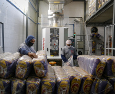 PIPOTECA -  A Pipoteca conta hoje com 70 colaboradores e produz em torno de sete toneladas por dia, entre salgadinhos e pipoca doce, aquela da embalagem rosa. Paraná e Santa Catarina são os principais mercados da empresa.  -  Curitiba, 25/05/2021  - Foto: Gilson Abreu/AEN