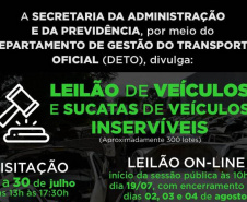 Leilão de veículos e sucatas ofertará 356 itens em 279 lotes  -  Foto: SEAP