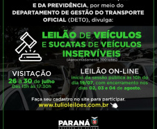 Leilão de veículos e sucatas ofertará 356 itens em 279 lotes  -  Foto: SEAP