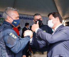 Novo viaduto melhora mobilidade na BR-277 e traz mais segurança a moradores de Campo Largo. A obra foi inaugurada oficialmente nesta quarta-feira (14) pelo governador Carlos Massa Ratinho Junior.  -  Curitiba, 14/07/2021  -  foto: Rodrigo Félix Leal