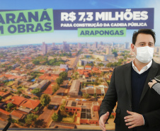 Governador Carlos Massa Ratinho Junior, durante solenidade assinatura de ordem serviços para construção da Cadeia Pública e pavimentação de estradas rurais em Arapongas -  Curitiba, 19/07/2021  -  Foto: Jonathan Campos/AEN