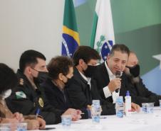 Governador Carlos Massa Ratinho Junior, durante solenidade assinatura de ordem serviços para construção da Cadeia Pública e pavimentação de estradas rurais em Arapongas -  Curitiba, 19/07/2021  -  Foto: Jonathan Campos/AEN