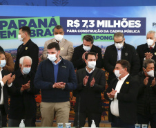 Governador Carlos Massa Ratinho Junior, durante solenidade assinatura de ordem serviços para construção da Cadeia Pública e pavimentação de estradas rurais em Arapongas -  Curitiba, 19/07/2021  -  Foto: Jonathan Campos/AEN
