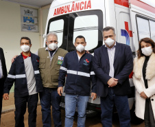 O secretário de Estado da Saúde, Beto Preto acompanha o ministro da Saúde, Marcelo Queiroga, nesta terça-feira (20) no Hospital Municipal Padre Germano Lauck  em Foz do Iguaçu. Foto: Gilson Abreu/AEN