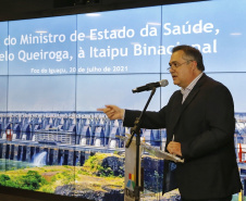 O secretário de Estado da Saúde, Beto Preto acompanha o ministro da Saúde, Marcelo Queiroga, nesta terça-feira (20) na Itaipu Binacional  em Foz do Iguaçu. Foto: Gilson Abreu/AEN
