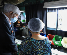 O governador em exercício Darci Piana, conheceu nesta quarta-feira (21), em Londrina, na Região Norte, as instalações da Fiação Bratac, um dos principais elos da cadeia no Estado, responsável pela produção do bicho-da-seda e do fio e também pela comercialização do produto final.  -  Londrina, 21/07/2021  -  Foto: José Fernando Ogura/AEN