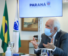 Governador em exercício Darci Piana, durante reunião com executivos do Grupo Certano  -  Curitiba, 26/07/2021  -  Foto: José Fernando Ogura/AEN