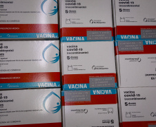 O Ministério da Saúde enviou na noite desta terça-feira (27) mais 298.250 vacinas contra a Covid-19 da AstraZeneca/Fiocruz ao Paraná. Este foi o terceiro envio do governo federal ao Estado em um único dia. Durante a tarde chegaram 233 mil vacinas, sendo 170 mil doses de CoronaVac/Butantan e 63 mil da AstraZeneca/Covax.  -  Curitiba, 27/07/2021  -  Foto: Gilson Abreu/AEN