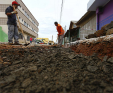Obra de pavimentação na cidade de Ipiranga. 12-2020. Foto: Jonathan Campos/AEN