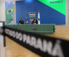 O secretário de Infraestrutura e Logística, Sandro Alex, atende a imprensa nesta quinta-feira (5) para esclarecer a nova modelagem das concessões de rodovias do Paraná.   05/08/2021. Foto: Geraldo Bubniak/AEN