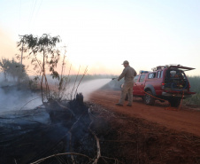 A estiagem severa que atinge o Paraná, aliada ao clima seco característico da estação e a vegetação ressecada por causa das geadas acendem um alerta no Estado para a ocorrência de incêndios florestais, com risco muito alto em todas as regiões.Foto:Gilson Abreu/AEN