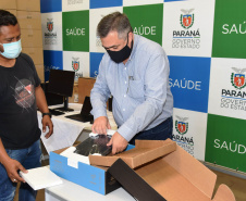 O Governo do Estado vai entregar 1.509 computadores para todas as unidades vinculadas à Secretaria de Estado da Saúde (Sesa), sendo 1.359 máquinas padrão desktop e 150 notebook?s.  -  Curitiba, 09/08/2021  -  Foto: Américo Antonio/SESA