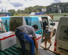 Distribuição de vacinas para o interior do estado.
Foto: Gilson Abreu/AEN