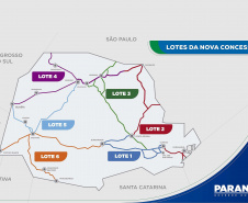 O governador Carlos Massa Ratinho Junior e o ministro da Infraestrutura, Tarcísio Gomes de Freitas, apresentam, os detalhes da nova concessão de 3,3 mil quilômetros de rodovias do Paraná.  