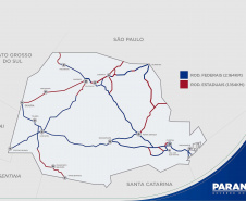 O governador Carlos Massa Ratinho Junior e o ministro da Infraestrutura, Tarcísio Gomes de Freitas, apresentam, os detalhes da nova concessão de 3,3 mil quilômetros de rodovias do Paraná.   