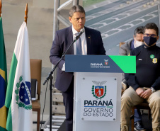 O governador Carlos Massa Ratinho Junior e o ministro da Infraestrutura, Tarcísio Gomes de Freitas, apresentam, os detalhes da nova concessão de 3,3 mil quilômetros de rodovias do Paraná. Foto: Ari Dias/AEN
