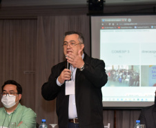 O secretário de Estado da Saúde, Beto Preto, participou nesta sexta-feira (13) de um seminário realizado pelo Consórcio Metropolitano de Saúde do Paraná (Comesp) e anunciou a construção de dois Ambulatórios Médicos de Especialidades (AME’s), um em Colombo (para atendimento a Região Norte) e outro em São José dos Pinhais (Sul), na Região Metropolitana de Curitiba (RMC).. Foto: Américo Antonio/SESA