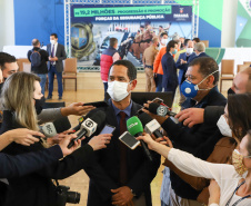 O governador Carlos Massa Ratinho Junior anuncia nesta terça-feira (17) o pagamento das promoções e progressões dos profissionais vinculados à Secretaria de Estado da Segurança Pública.Foto: Ari Dias/ AEN.