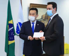 Governador Carlos Massa Ratinho Junior recebe anúncio de investimentos pela Sumitomo Rubber do Brasil e apresentação de empresas japonesas. Palácio Iguaçu, Curitiba, 17/agosto/2021. - Foto: José Fernando Ogura/AEN