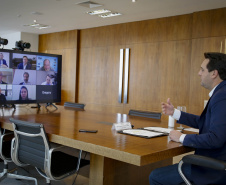 19.08.2021 - Videoconferência Governador Carlos Massa Ratinho Junior com CNH Industrial.
Foto Gilson Abreu/AEN
