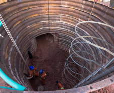 Obra que fará a transposição de água do Rio Capivari, em Colombo. Foto: Sanepar