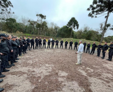 Agentes penitenciários de todo o Estado participaram de um curso de Tecnologias Não Letais (TNL) ofertado pela Condor em parceria com a Escola de Formação e Aperfeiçoamento Penitenciário (Espen). Ao todo, 32 profissionais tiveram aulas teóricas e práticas que aconteceram no Complexo Penitenciário de Piraquara, na Região Metropolitana de Curitiba.   -  Curitiba, 23/08/2021  -  Foto: DEPEN-PR