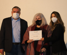 A Presidente do conselho da Superintendência de Ação Solidária, a primeira-dama Luciana Saito Massa e o secretário de Justiça, Família e Trabalho do Paraná, Ney Leprevost participam, nesta sexta-feira (27), de  evento em comemoração ao Dia Nacional do Voluntariado,  no Museu Oscar Niemeyer (MON).27/08/2021 - Foto: Geraldo Bubniak/AEN