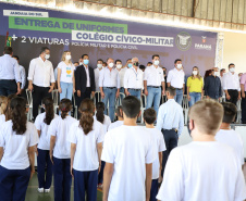 Governador entrega novos uniformes para alunos da escola cívico-militar de Jandaia do Sul  -  Jandaia do Sul, 03/09/2021  -  Foto: Ari Dias/AEN