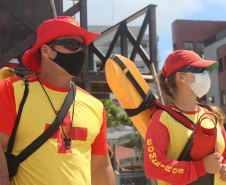 Nadar em segurança é somente próximo ao Posto de Guarda-Vidas do Corpo de Bombeiros  -  Curitiba, 04/09/2021  -  Foto: SESP-PR