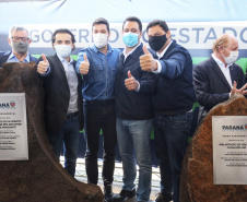 O governador Carlos Massa Ratinho Junior esteve nesta quinta-feira (9) em Palmas para o lançamento da pedra fundamental da pavimentação em concreto rígido de um trecho de 59,55 quilômetros da rodovia, além da implantação de 12,39 quilômetros de terceiras faixas.  - Palmas, 09/09/2021  -  Foto: José Fernando Ogura/AEN