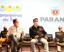  O governador Carlos Massa Ratinho Junior participou, nesta sexta-feira (10), do lançamento da Agro Laranjeiras, nova empresa de desmamados que fará um investimento inicial de R$ 377 milhões no Estado.  Laranjeiras do Sul, 10/09/2021  -  Foto: Ari Dias/AEN