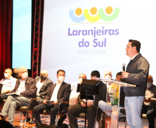  O governador Carlos Massa Ratinho Junior participou, nesta sexta-feira (10), do lançamento da Agro Laranjeiras, nova empresa de desmamados que fará um investimento inicial de R$ 377 milhões no Estado.  Laranjeiras do Sul, 10/09/2021  -  Foto: Ari Dias/AEN