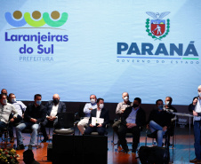  O governador Carlos Massa Ratinho Junior participou, nesta sexta-feira (10), do lançamento da Agro Laranjeiras, nova empresa de desmamados que fará um investimento inicial de R$ 377 milhões no Estado.. Foto:Jonathan Campos/AEN