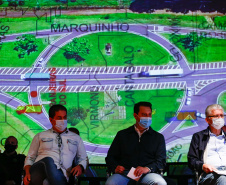  O governador Carlos Massa Ratinho Junior participou, nesta sexta-feira (10), do lançamento da Agro Laranjeiras, nova empresa de desmamados que fará um investimento inicial de R$ 377 milhões no Estado.. Foto:Jonathan Campos/AEN