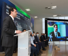 O governador Carlos Massa Ratinho Junior participa nesta segunda-feira (20),  do lançamento da Semana Nacional de Transito ao lado do secretário nacional de Trânsito, Frederico Carneiro, e do diretor-geral do Detran-PR, Wagner Mesquita.   20/09/2021 - Foto: Geraldo Bubniak/AEN