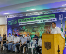 Marechal Cândido Rondon, no Oeste do Paraná, ganhará duas obras de infraestrutura muito aguardadas pela população. O governador Carlos Massa Ratinho Junior esteve no município nesta quarta-feira (22) e anunciou a liberação de cerca de R$ 22,8 milhões em recursos para a retomada do Contorno Oeste da cidade e para a remodelação da Avenida Rio Grande do Sul, uma das principais vias de entrada. 
Foto Gilson Abreu/AEN