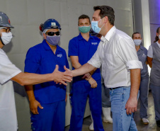 Governador Carlos Massa Ratinho Junior, participou da inauguração da nova planta industrial da Sooro Renner, líder nacional na produção de proteínas derivadas do soro de leite, em Marechal Cândido Rondon - Presentes, o 
prefeito Marcio Rauber e o diretor-presidente da Sooro Renner, William da Silva  - Marechal Cândido Rondon, 22/09/2021  -  Foto: Gilson Abreu/AEN